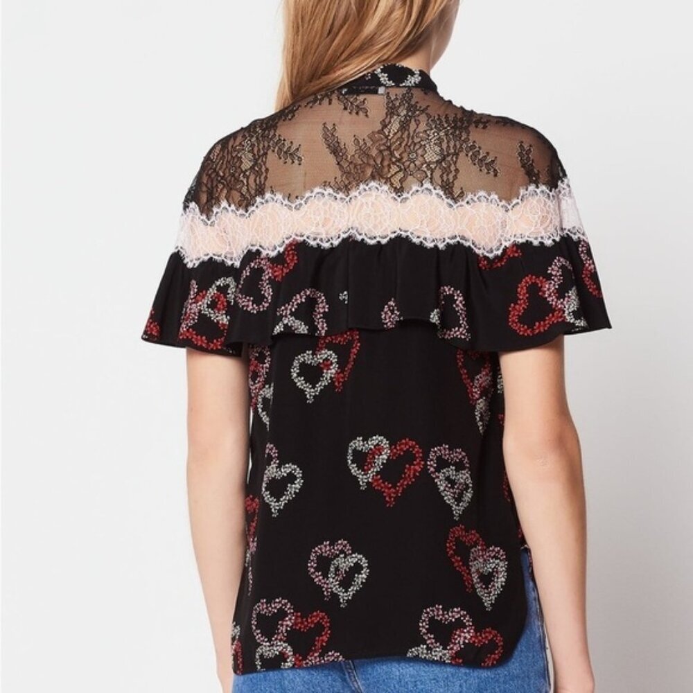 Sandro Hearts and Lace Silk Shirt - Picture 3 of 12